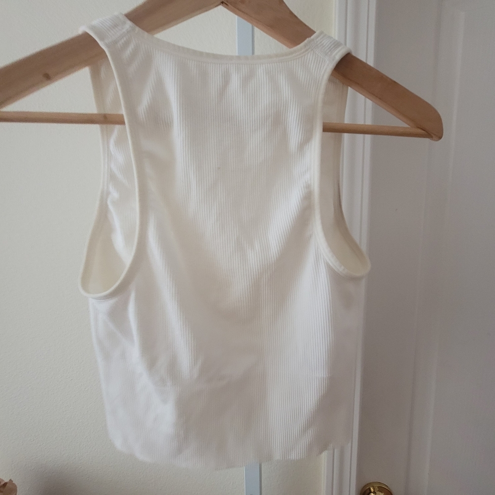 Athleta Seamless Cropped Ribbed White Sports Bra XS - Picture 7 of 8
